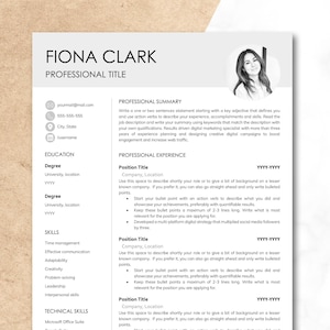 Minimalist Resume Template with Photo for Google Docs, Word & Pages, Resume and Cover Letter Template, Simple Clean Executive CV Design