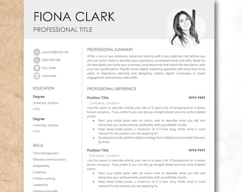 Minimalistyczny szablon CV ze zdjęciem dla Google Docs, Word i Pages, szablon CV i listu motywacyjnego, prosty, czysty projekt CV dla kadry kierowniczej