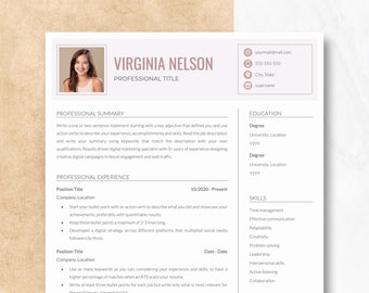 Modello di curriculum creativo con foto per documenti Google, Word e Pages, pacchetto di curriculum e lettera di presentazione, design CV semplice, pulito, moderno e minimalista