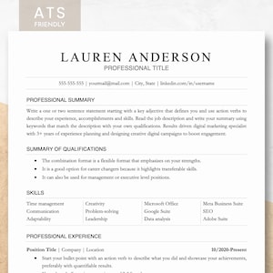 Combination Resume Template for Google Docs, Word & Pages, Resume and Cover Letter Template, Minimalist Executive ATS Friendly CV design