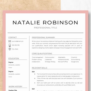 Functional Resume Template for Google Docs, Word & Pages, Resume and Cover Letter Template, Modern Clean Professional Creative CV design
