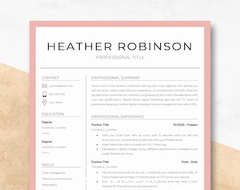 Creative Resume Template for Google Docs, Word & Pages, Resume and Cover Letter Template, Simple Clean Professional Executive Minimalist CV