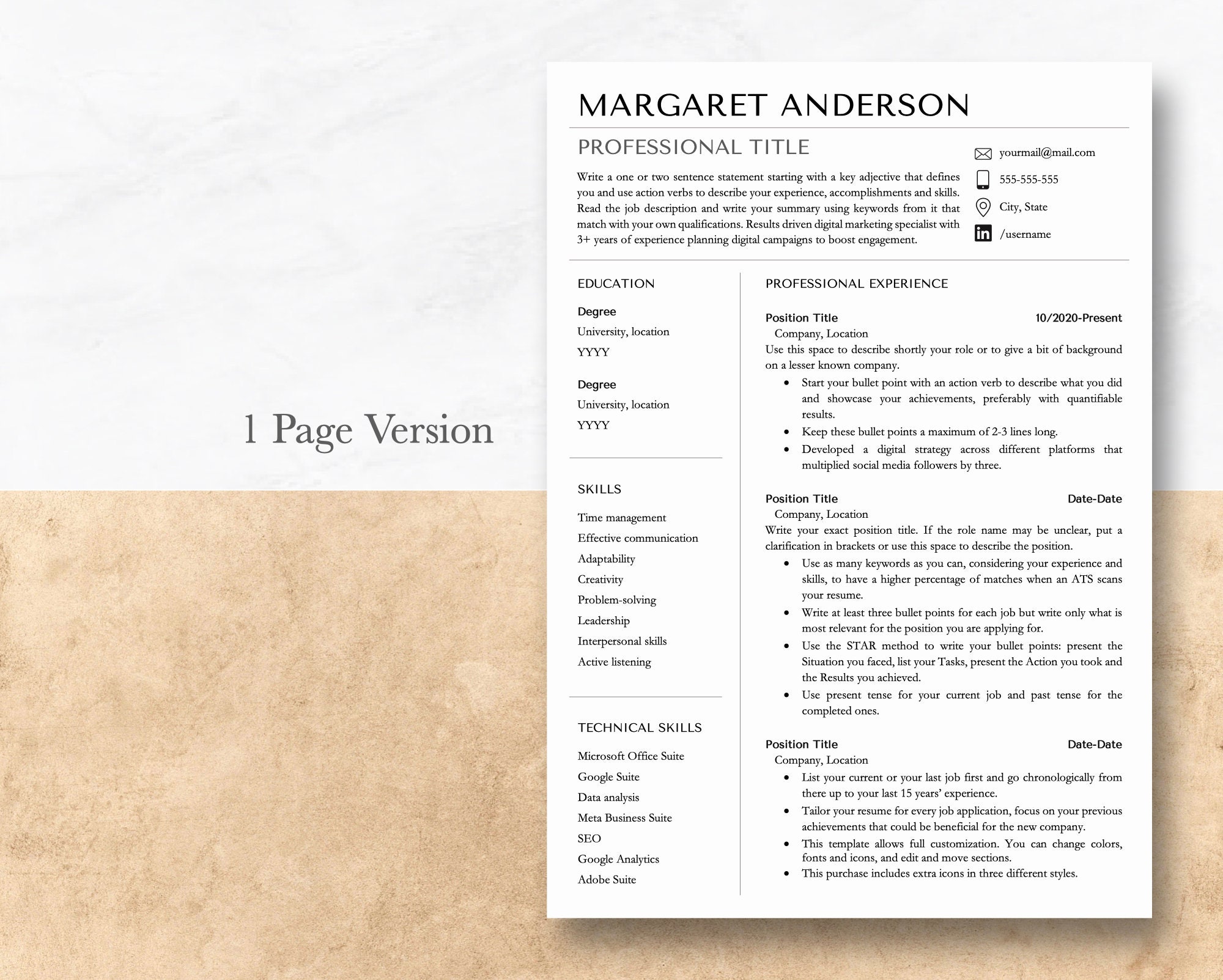 Minimalist Resume Template for Google Docs, Word & Pages, Resume and ...
