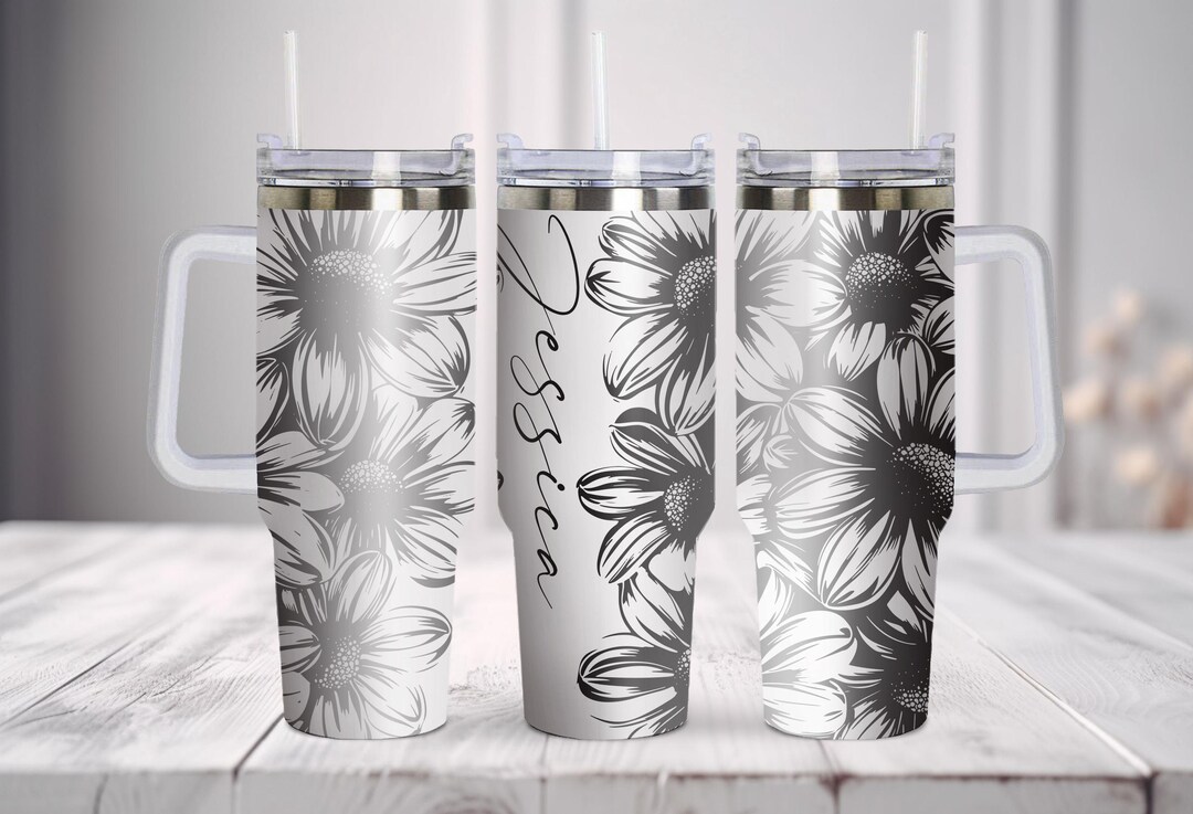 Personalized Daisy Tumbler Wrap SVG | 40oz Floral Laser File, Custom ...