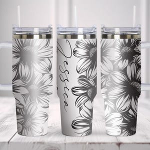 40oz Daisy Personalized Tumbler Wrap  Laser Svg, 40oz Tumbler Full Wrap Laser Svg, Laser Engraved Svg,  Laser Svg For Tumbler.