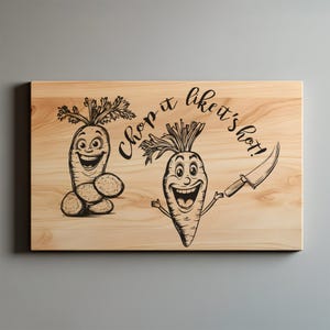 Chop It Cutting Board SVG PNG, Veggie Tray, Charcuterie, Funny Vegetables Cutting Board, Cutting Board Png, Laser SVG File, Wood Sign