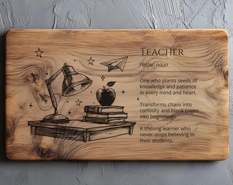 Teacher Definition, Cutting Board Laser Engrave SVG PNG, Definition Svg, Lightburn Laser SVG File, Wood Sign, Teacher Dictionary Print