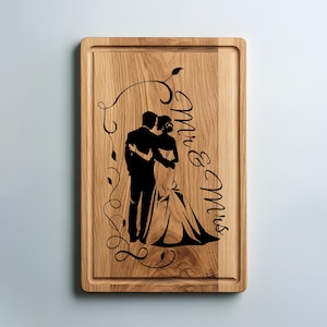 Mr & Mrs Charcuterie Cutting Board Laser Engrave SVG File, Wedding svg, png, Lightburn Laser SVG File, Wood Sign