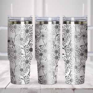 Daisy Sublimation Tumbler Wrap SVG Seamless Tumbler Wrap Laser Svg, 40oz Tumbler Full Wrap Laser Svg, Laser Engraved Svg, Tumbler Laser File