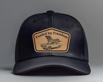Patriotic Hat Patch SVG PNG | Fueled by Freedom | Leather Patch Laser Engraving File