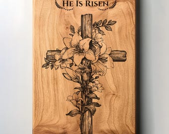 He Is Risen SVG PNG, Easter Charcuterie, Christian Board, Cnc Files, Engraving Gifts