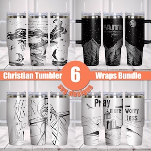 Christian Tumbler Wrap SVG Seamless, 40oz Bible Quotes Tumbler Bundle Svg, Laser Engraved Svg, 6 Tumbler Laser Files, Christian Bundle Svg.