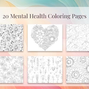 20 Adult and Teens Coloring Pages Mental Health and Relaxation, Printable Inspirational Self Care Teen Sheets, Mental Health Coloring Pages