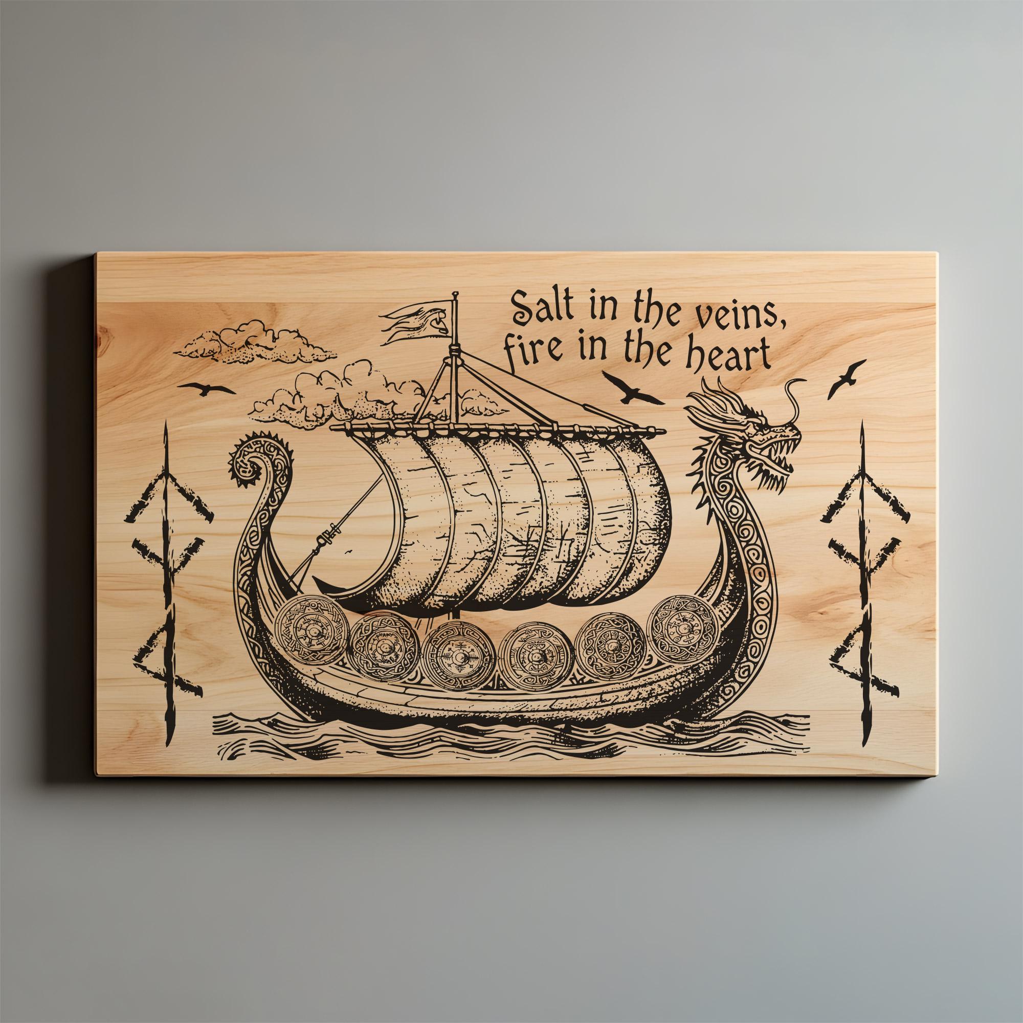 Viking Ship SVG PNG, Scandinavian Boat, Laser Engraved Files, Wooden ...