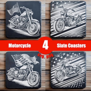 Motorcycle Bundle SVG, PNG Slate Coaster Engraving, American Slate Board, Cutting Board Engraving, Slate Cheese Boards, Laser Burn Png, Svg