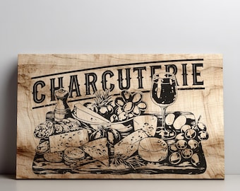 Fancy Charcuterie, Cutting Board, Charcuterie Laser Engrave SVG File, Kitchen Decor Signs Svg, Png, Lightburn Laser SVG Wood Sign