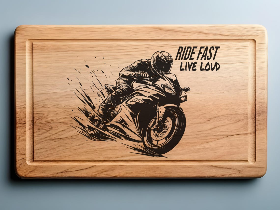 Ride Fast, Motorcycle SVG, PNG Tray, Cutting Board, Charcuterie, Biker ...