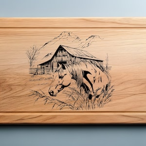Charcuterie, Cutting Board Horse Portrait, Laser Engrave SVG, PNG, Lightburn laser SVG file, Country Life, Wood Sign, Horse Scene