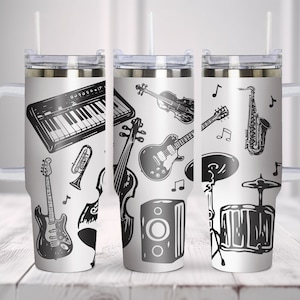 Musical Tumbler Wrap SVG. Tumbler Wrap Laser Svg, 40oz Tumbler Full Wrap Laser Svg, Laser Engraved Svg, Laser File, Stanley 40oz Tumbler.