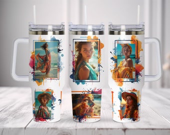 6 Fotos Machen Sie Ihren eigenen Fotorahmen Tumble 40oz Quencher Tumbler Wrap. Bunt Foto Design Sublimation, sofortiger digitaler Download PNG