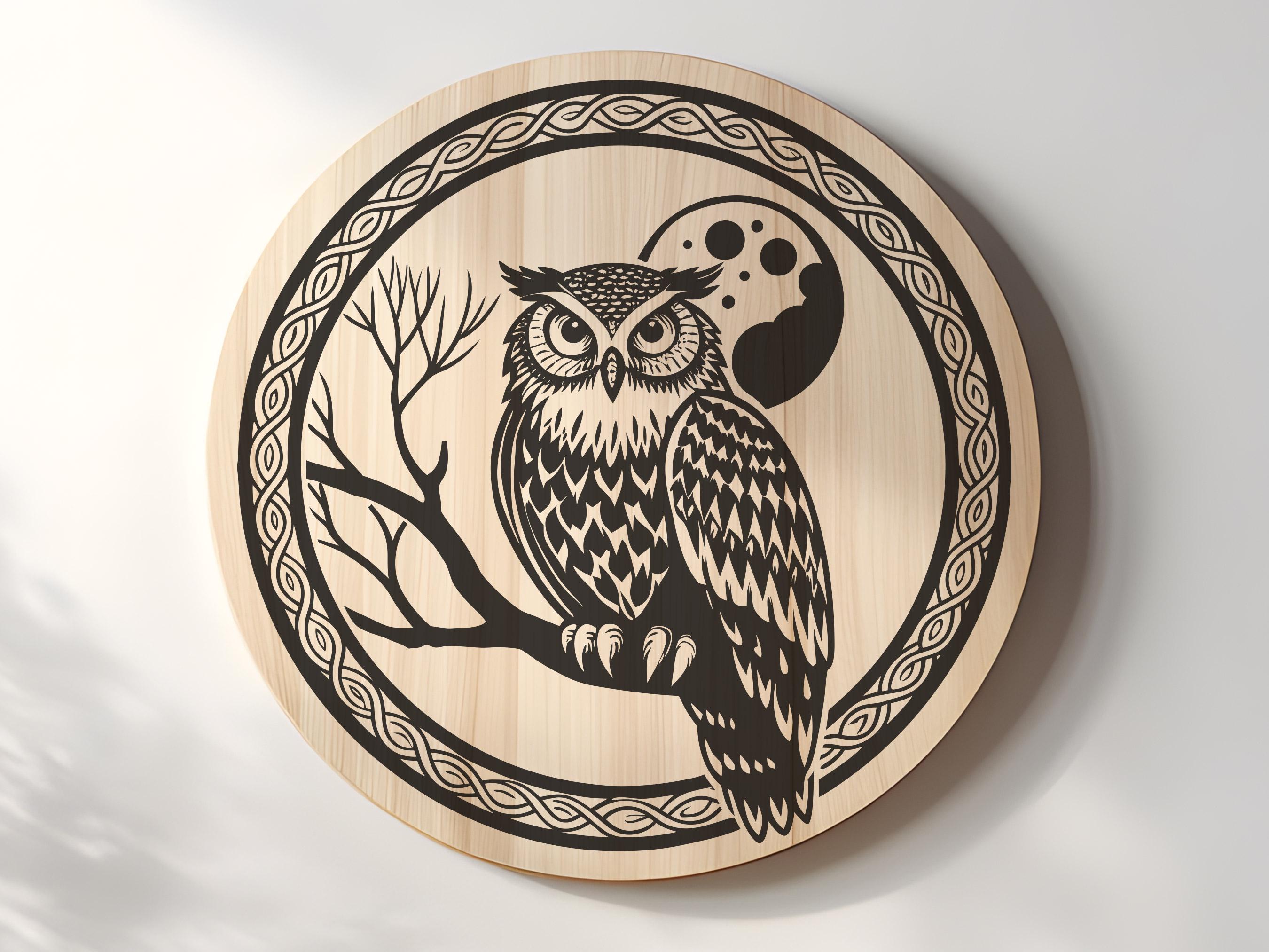 Owl Charcuterie Cutting Board Laser Engrave SVG File, Moon svg, png, Lightburn Laser SVG File, Wood 