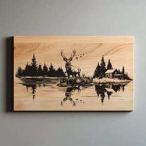 Buck Hunting Charcuterie Cutting Board Laser Engrave SVG File, Deer Hunting svg, png, Lightburn Laser SVG File, Wood Sign, Hunting Cabin