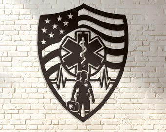 Female EMT Dxf Svg | Paramedic EMS Metal Wall Art, First Responder Plasma Cut File