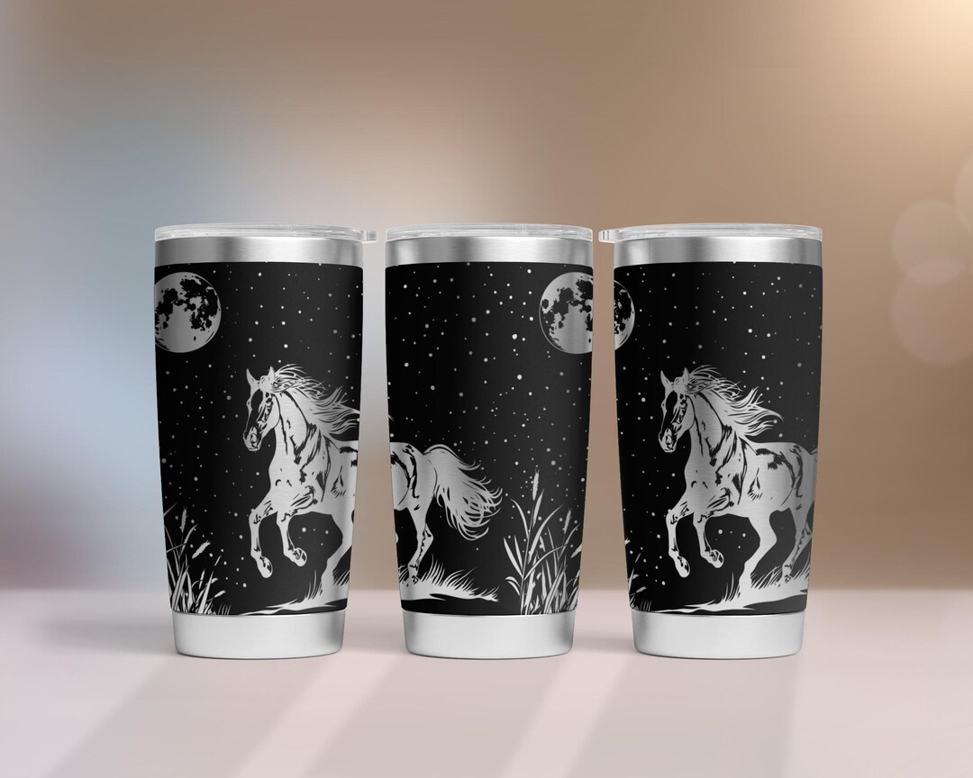 Horse Tumbler Wrap SVG PNG, Moonlit Night Horse Laser Engraved 20oz ...