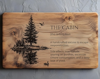 Hunting Cabin Decor, Charcuterie, Cutting Board Laser Engrave SVG PNG, Pine Tree Laser File, Lightburn Laser SVG File, Wood Sign