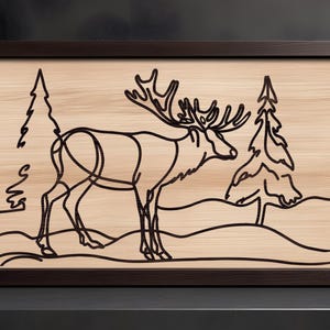 Elk Line Art SVG Signs Laser, Sun Catchers, Frame Decor. Line Art Signs. Glowforge, Laser Cutting, Nature Laser File, Digital Download