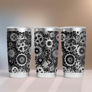 Gearhead-beker SVG wrap laser, 20 oz beker volledige wrap, lasergravure wrap, 20 oz laserbestand ontwerp. Laser-svg voor beker.
