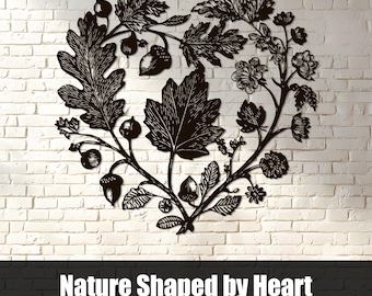 Botanical Heart SVG, Woodland Leaf DXF, Floral Plasma Cut Wall Art