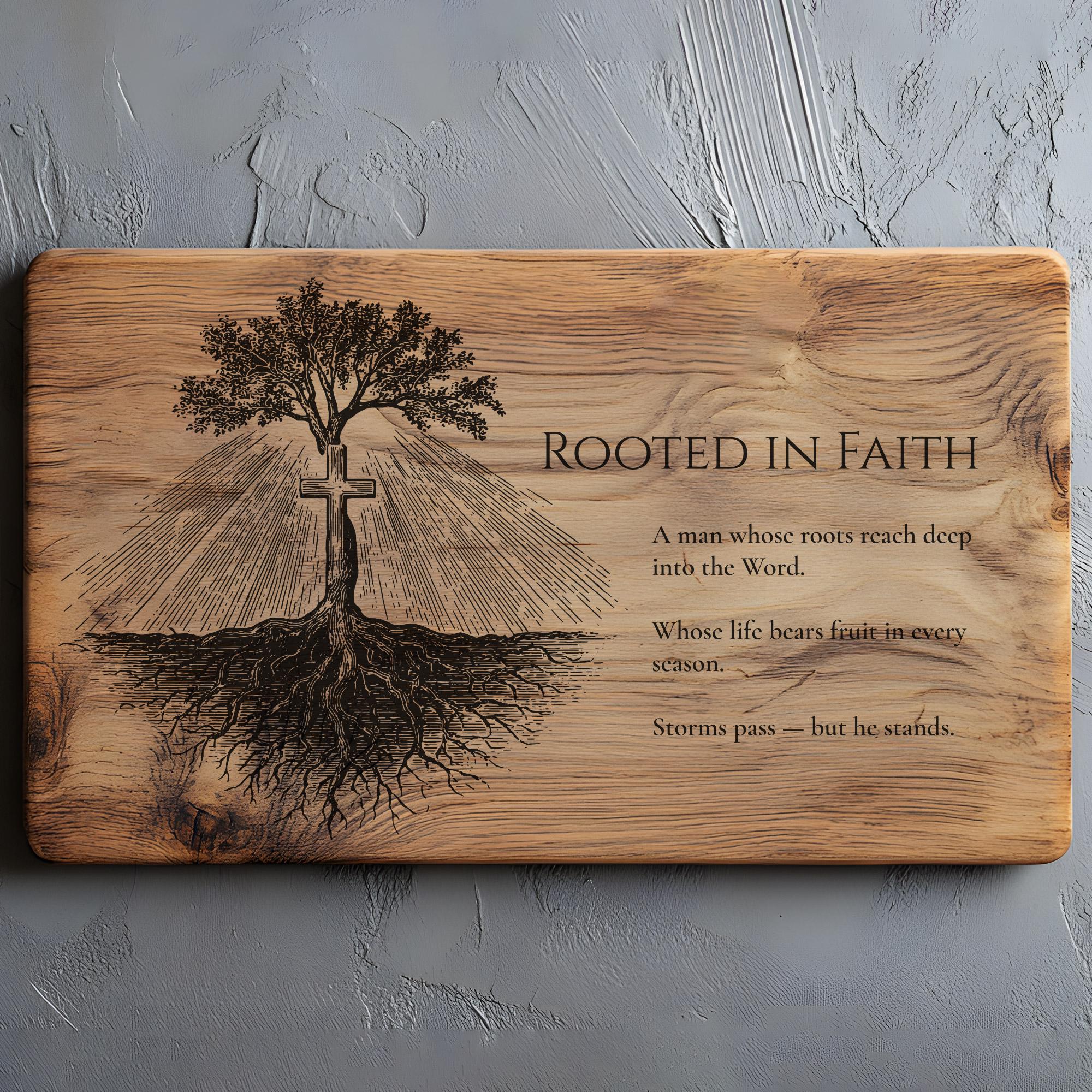 Rooted In Faith PNG SVG, Charcuterie, Cutting Board Laser Engrave, Pastor Appreciation Svg Laser File, Lightburn Laser SVG File, Wood Sign