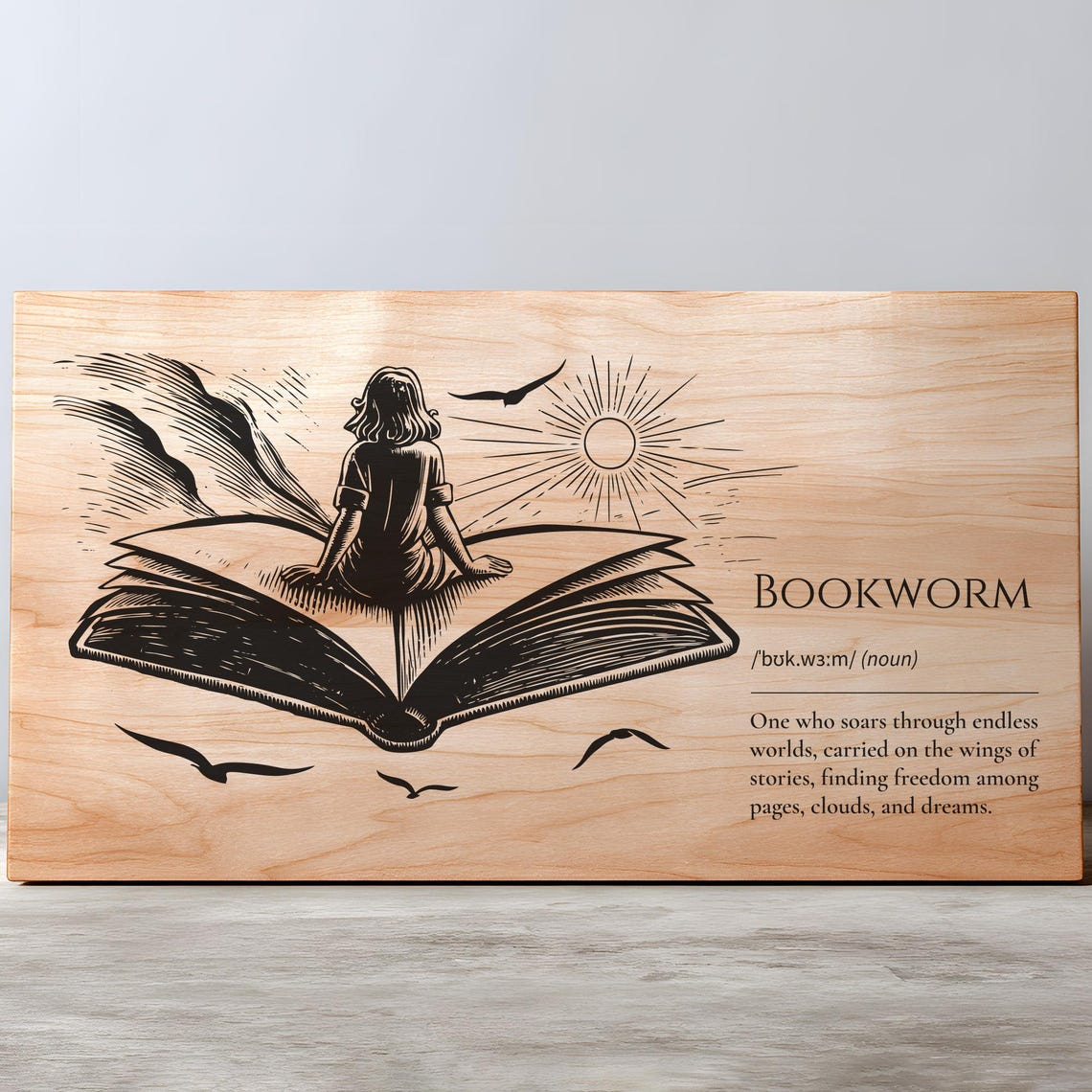 Bookworm Definition Sign SVG PNG, Dreamy Laser Engraved Wall Art, Gift ...