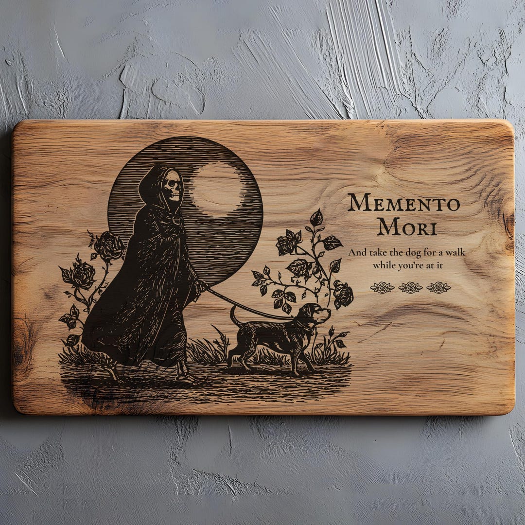 メメント・モリ、シャルキュトリー、カッティングボードのレーザー彫刻