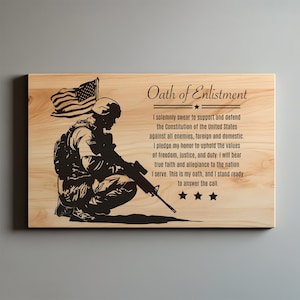 Oath of Enlistment Laser Engrave SVG, PNG, Armed Forces Svg, Lightburn Laser SVG File, Wood Sign, Military Oath Of Enlistment