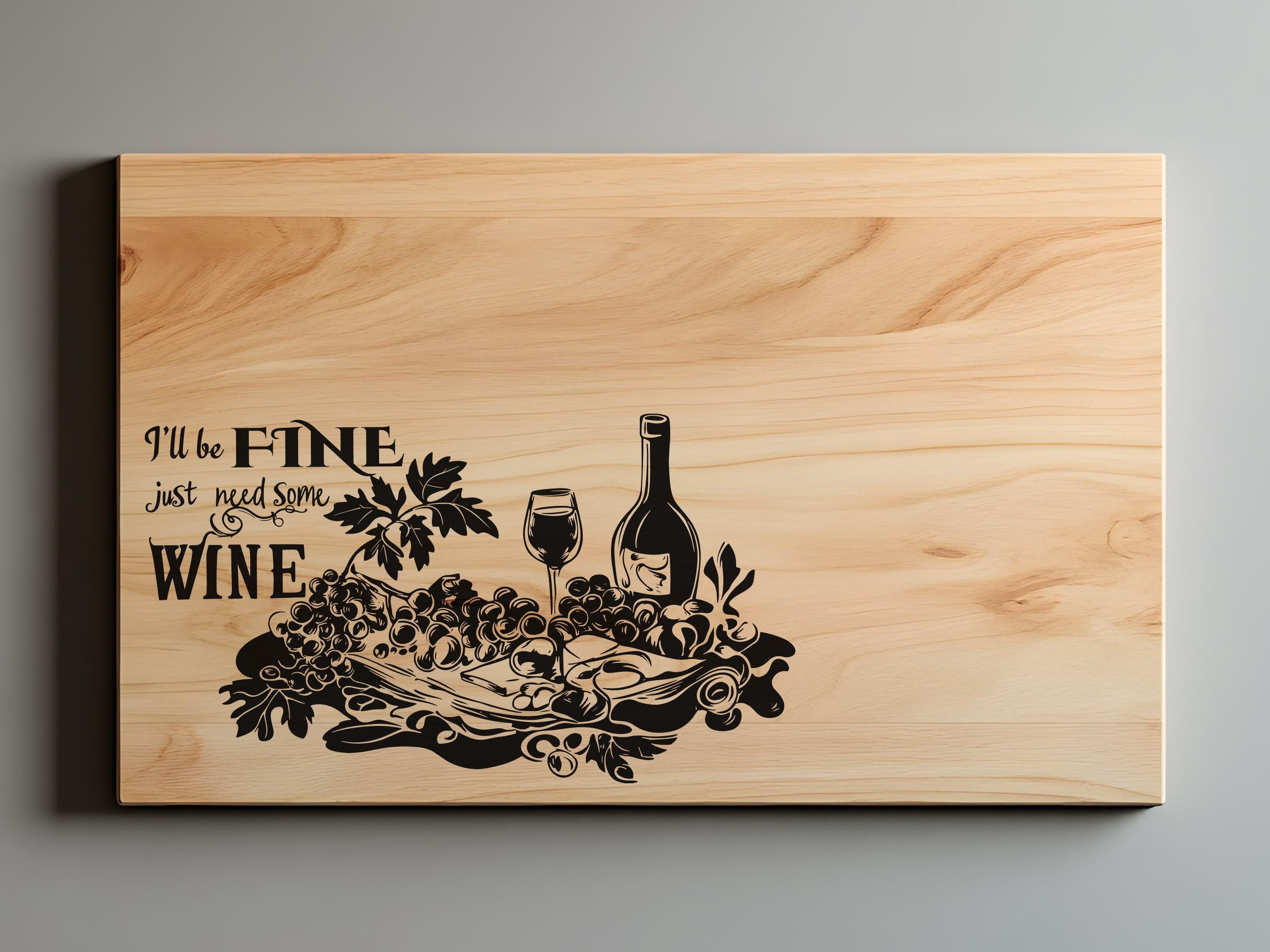 Wine And Cheese Cutting Board, Charcuterie Laser Engrave SVG File, Kitchen Decor Signs svg, png, Lightburn Laser SVG File, Wood Sign