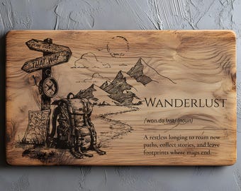Wanderlust Definition SVG PNG, Cutting Board, Laser Engrave Svg File, Charcuterie Lightburn SVG File, Wanderlust Sign, Backpacking Svg