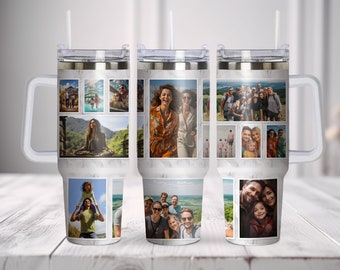 12 Photos Make Your Own Photo Frame Tumbler 40oz Quencher Tumbler Wrap. Family Photo Design Sublimation, Instant Digital Download PNG