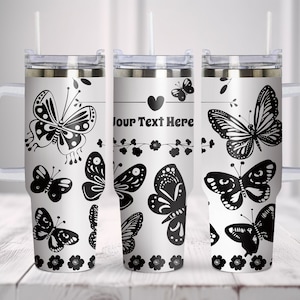 Custom Text Butterfly Wrap for 40oz Tumbler, Laser Svg, 40oz Tumbler Full Wrap Laser Svg, Laser Engraved Svg, Tumbler Laser File, Laser Svg.