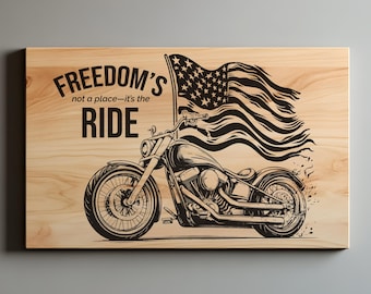 Freedom Motorcycle SVG, PNG Tray, Cutting Board, Charcuterie, Biker Cutting Board, Cutting Board Png, Laser Svg, Wood Sign, Biker Quote
