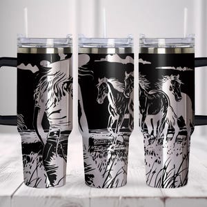 Western Horse Tumbler Wrap SVG PNG | Cowboy Laser Engraving File | 40 ...