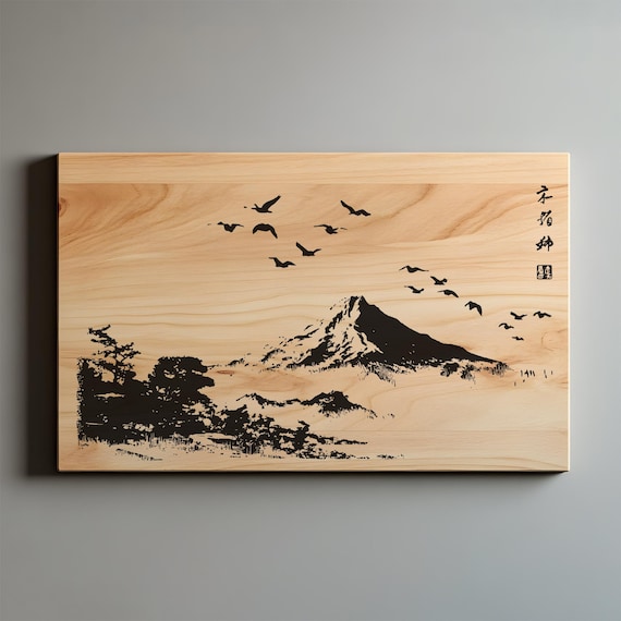 Mount Fuji SVG PNG | Japanese Landscape Wall Art, Zen Laser