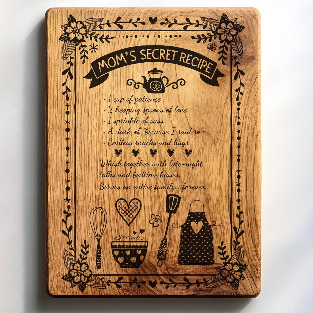 Recipe for Mom SVG PNG | Mother’s Day Kitchen Sign, Secret Recipe Laser ...