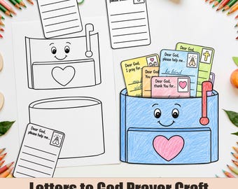 Letters to God Prayer Craft Printable, Kids Mailbox Activity, Sunday School Worksheet