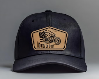 Liberty or Bust Hat Patch SVG | Motorcycle Flag Leather Patch Design | PNG