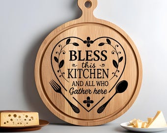 Christian Cutting Board, Charcuterie Laser Engrave SVG File, Kitchen Decor Signs svg, png, Lightburn Laser SVG File, Wood Sign
