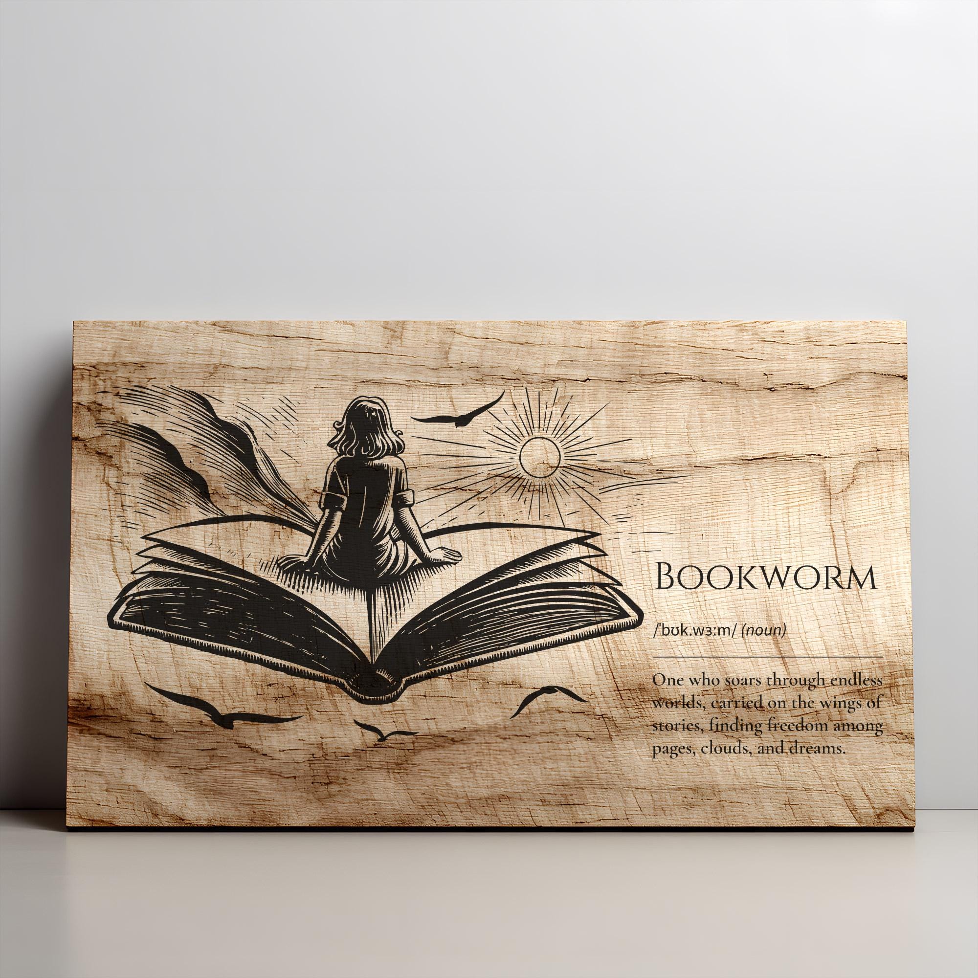 Bookworm Definition Sign SVG PNG, Dreamy Laser Engraved Wall Art, Gift ...