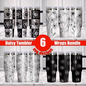 40oz Daisy Bundle Flowers SVG Tumbler Wraps, 40oz Tumbler Full Wrap Laser Svg, Laser Engraved Svg,  Laser Svg For Tumbler.