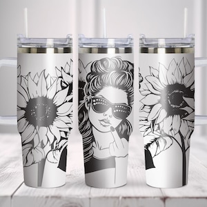 Finger SVG Tumbler Laser Svg, Funny 40oz Tumbler Full Wrap Laser Svg, Laser Engraved Svg, Sunflowers Tumbler Laser File